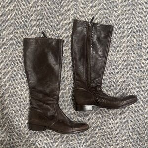 Dark Brown  Leather Knee-High Boots